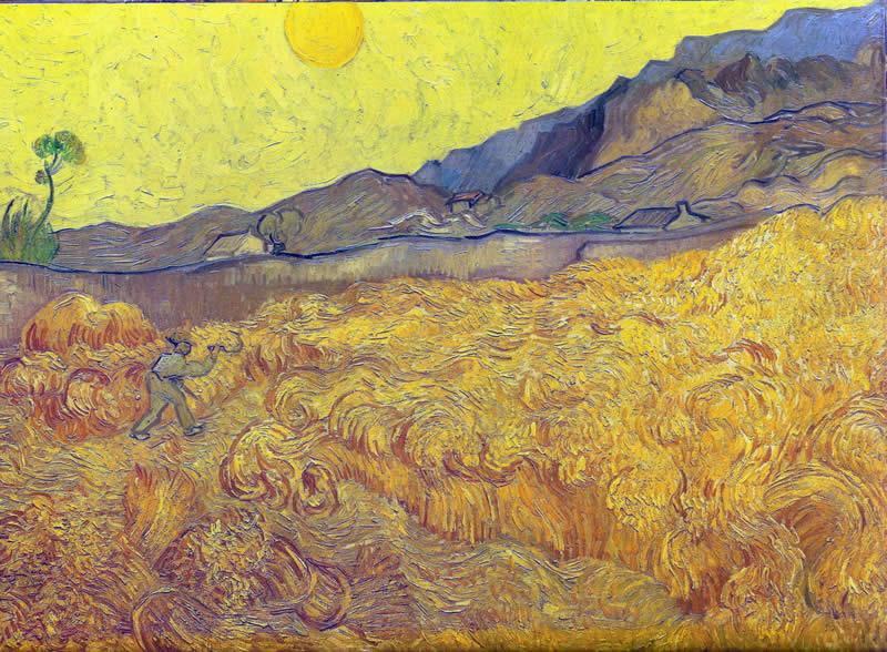 Vincent van Gogh Wheat Fields with Reaper at Sunrise